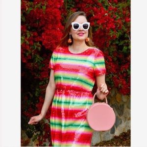 J.Crew sequin dress in watermelon stripe